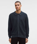 Cotton-Blend Knit Collared Cardigan