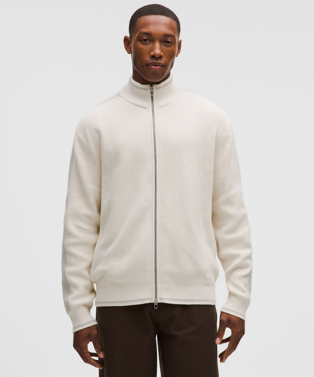 Cotton-Blend Knit Full-Zip Sweater