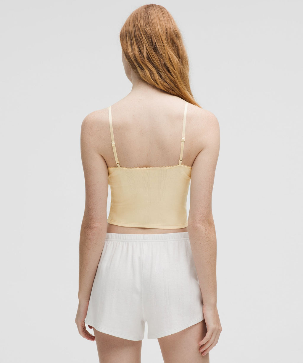 Cotton Pointelle Cropped Cami Tank Top