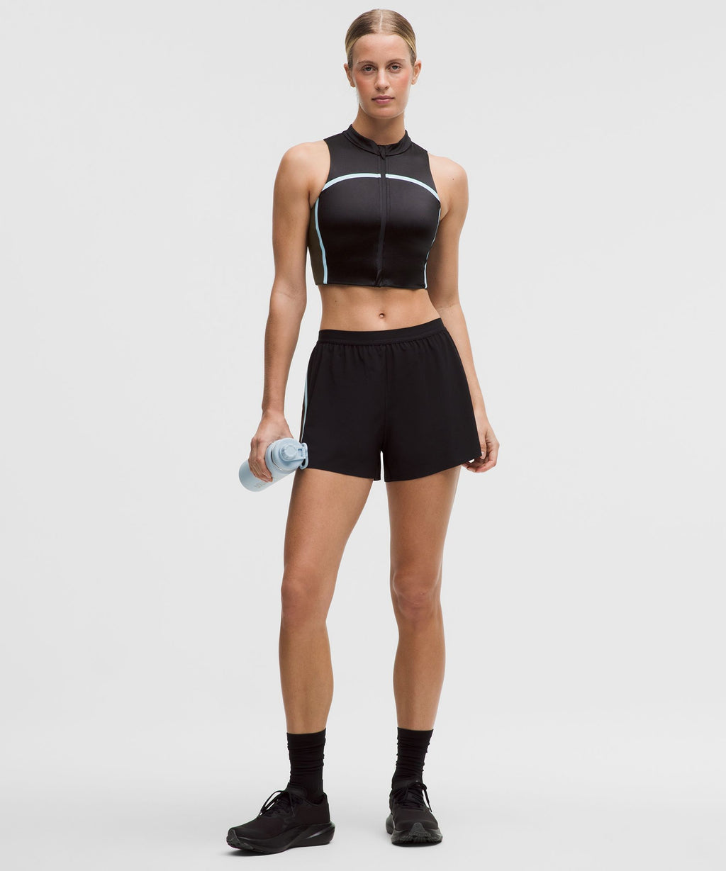 Satin Shine Full-Zip Tank Top Medium Support, B/C CupStripe
