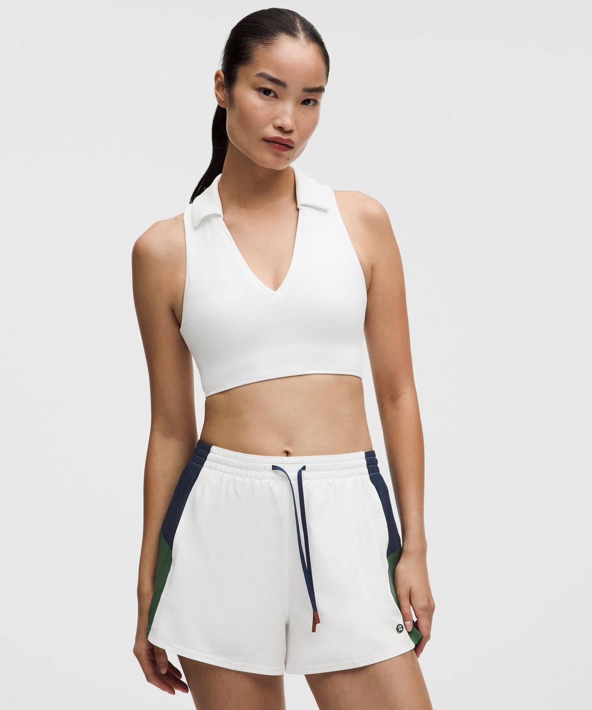 Collared Longline Ribbed Tennis BraMedium Support, B/C Cup