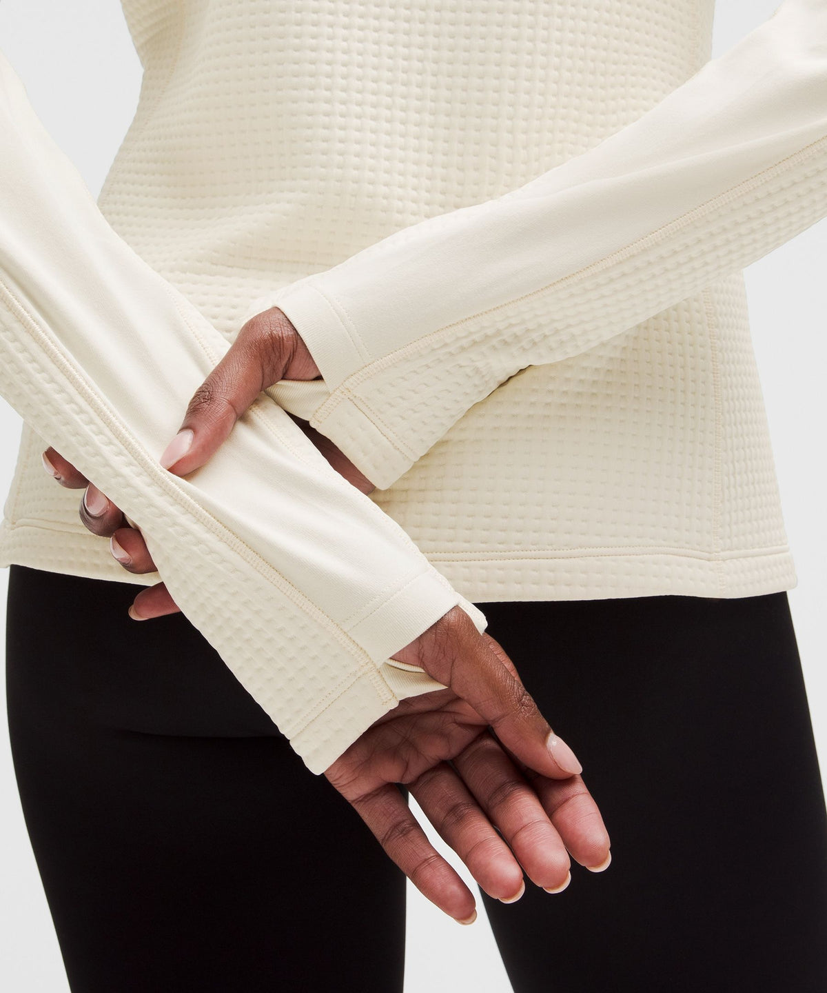 Waffle-Knit Half-Zip Long-Sleeve Shirt