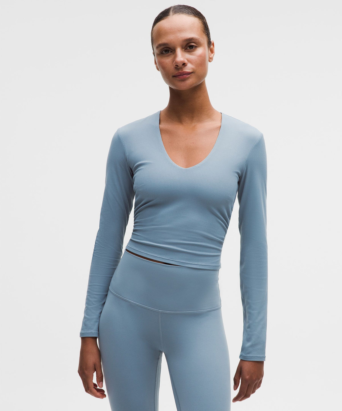 All It Takes Ribbed Nulu V-Neck Long-Sleeve ShirtB-D Cups