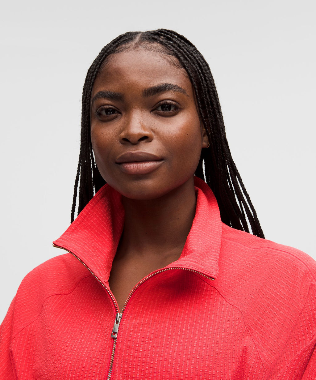 Seersucker WovenAir Funnel-Neck Half Zip