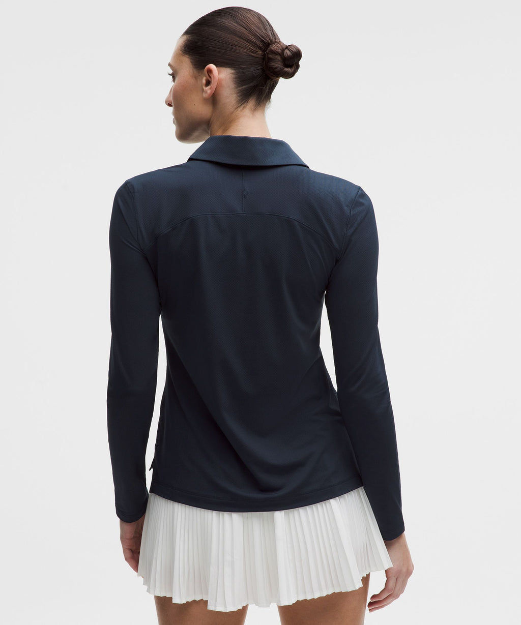 Quick-Dry Long-Sleeve Polo ShirtStraight Hem