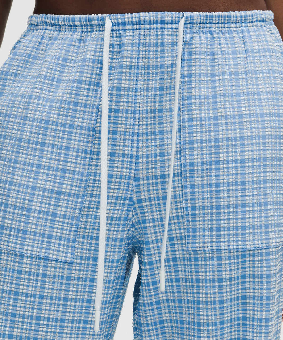Seersucker Check Mid-Rise Pull-On Pant
