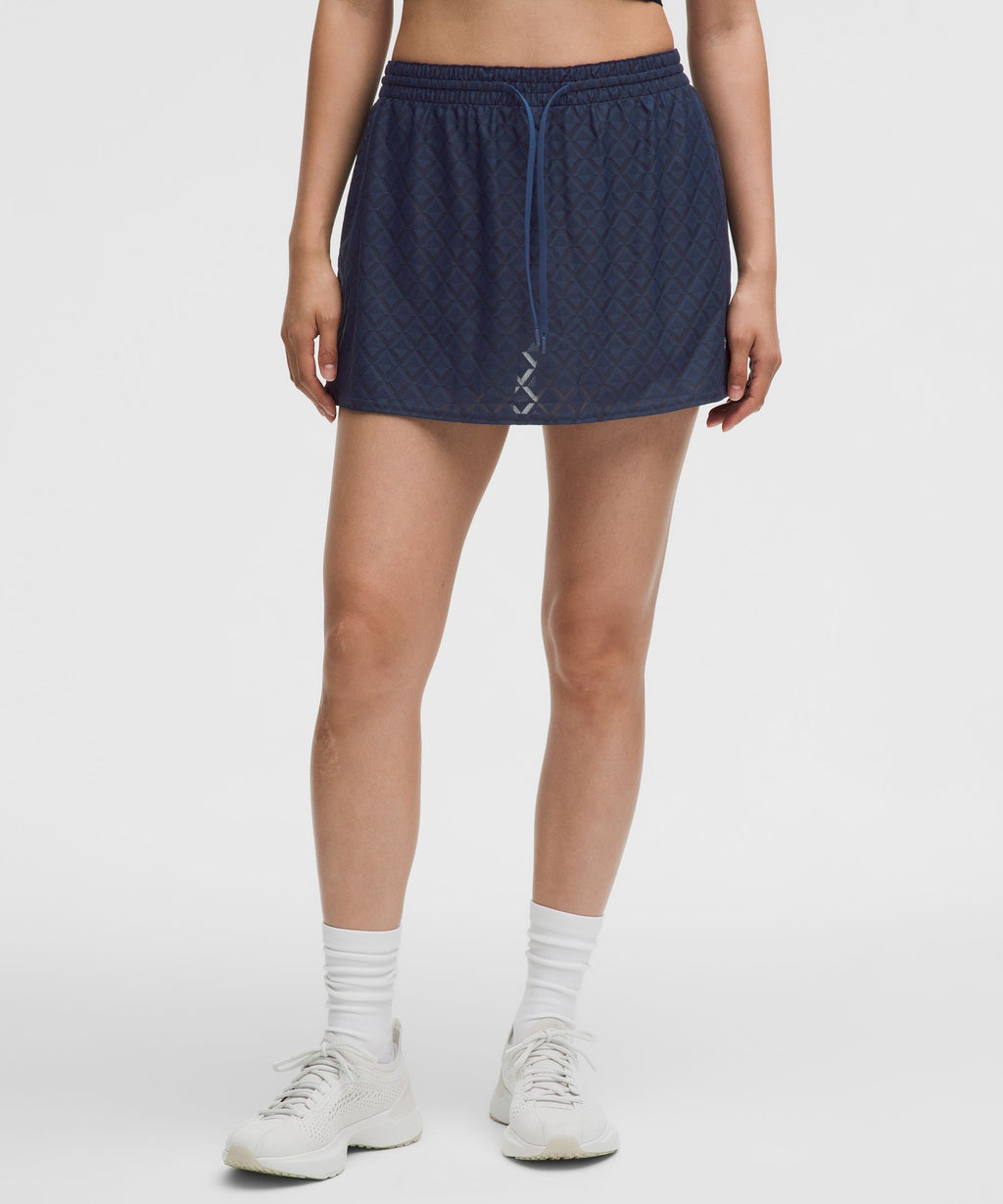 Textured Mesh High-Rise Tennis Skirt