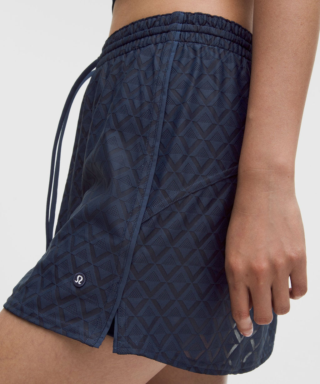 Textured Mesh High-Rise Tennis Skirt