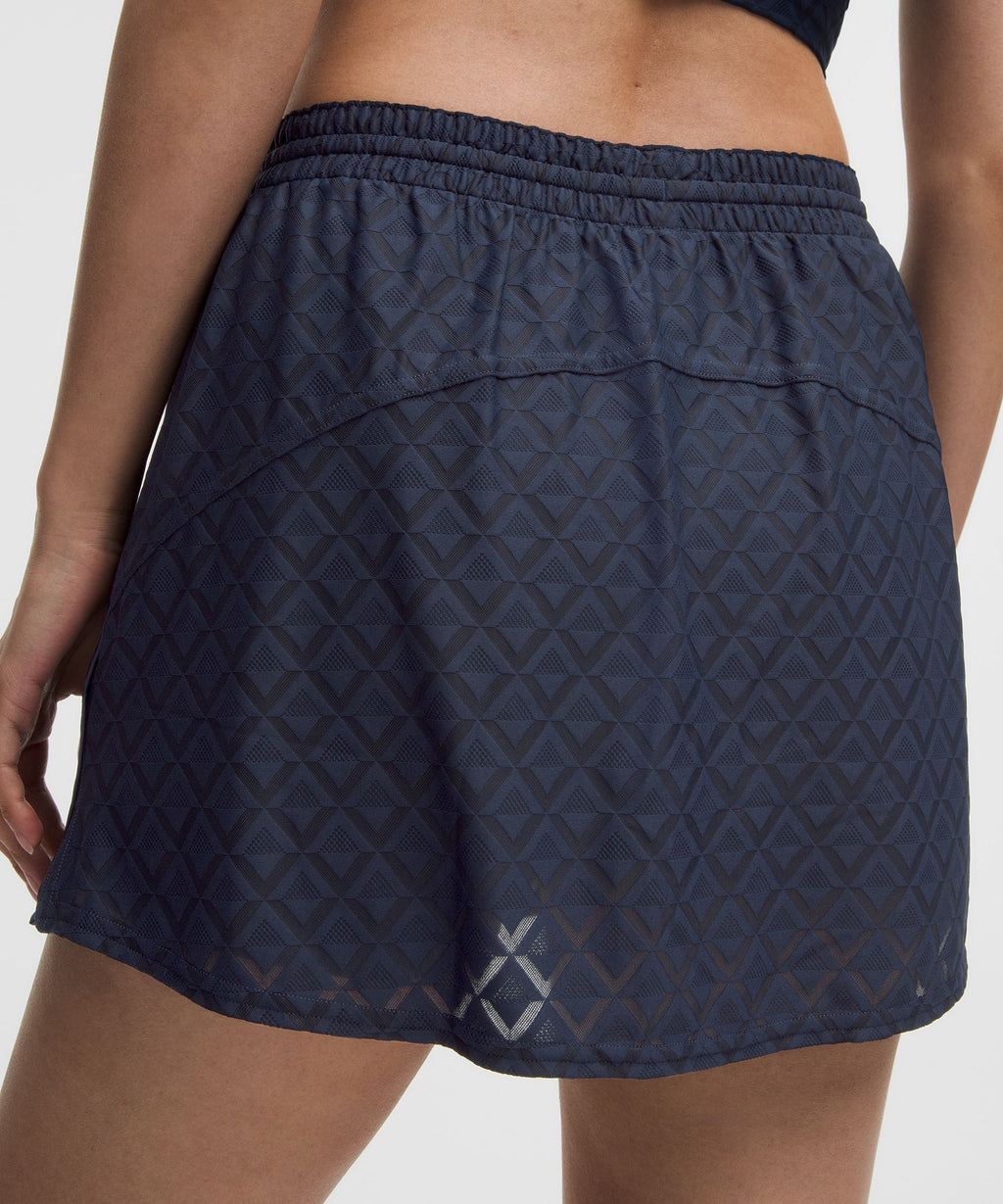 Textured Mesh High-Rise Tennis Skirt
