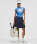 Pleated High-Rise Knee-Length Tennis Skirt