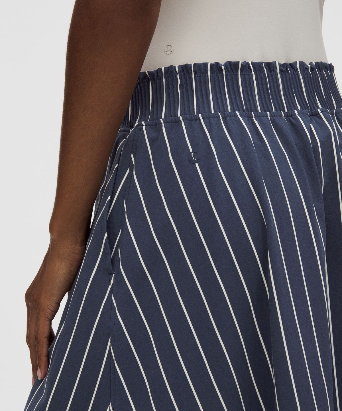 Stretch Woven Ruffle-Waist Midi Skirt