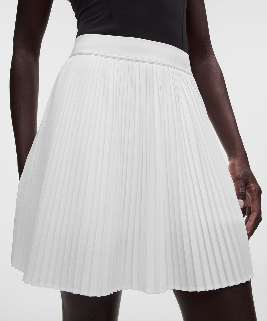 Pleated High-Rise Knee-Length Tennis Skirt